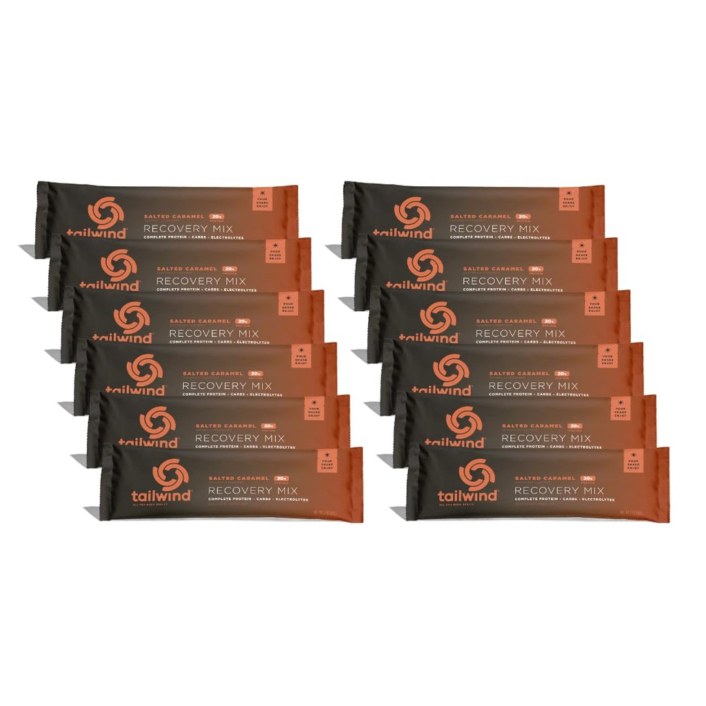 Tailwind Nutrition Recovery Mix, 20 Grammi Proteine Complete, Carbohydrates e Electrolytes Powder Drink Mix per Post-Workout, Libero di Glutine, Soia e Dairy, Vegan, 12 Serve, Caramel salato