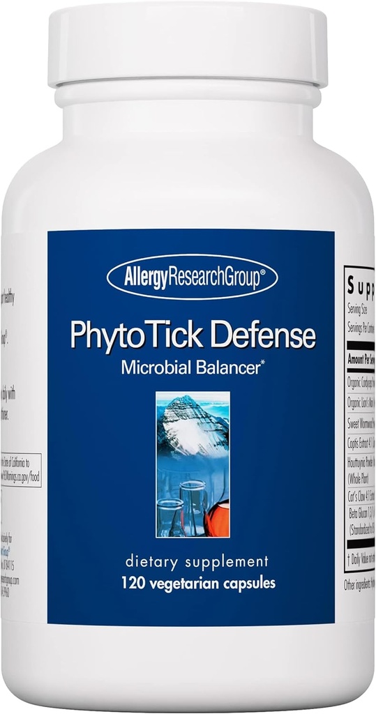 Allergy Research Group Phyto Tick Defense Supplement - Mushroom Complex, Mushroom Extract Powder in Convenient Capsules, Nootropic con Lions Mane, Cordyceps, Beta Glucans - 120 capsule vegetariane