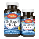 Carlson - Elite Omega-3 Plus D & K, 700 mg Omega-3 + D3 & K2, Funzione, Bone Health & Immune Support, Lemon, 60+30 Softgel