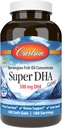 Carlson - Super DHA Gems, 500 mg DHA Supplementi, 640 mg acidi grassi, Wild-Caught Norwegian Arctic Omega 3 Fish Oil Supplement, Sostenibilmente Source Fish Oil Capsules, 180 Softgels