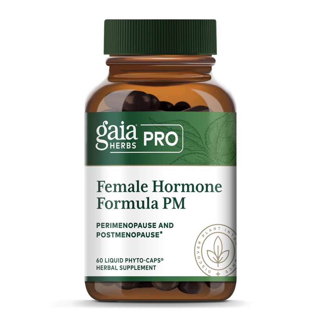 Gaia Herbs Pro Female Hormone Formula PM - Supplemento di salute per la menopausa & Sleep Support - Nero Cohosh & St. John's Wort - Vegan, Soy-Free & Gluten-Free - 60 Liquid Phyto-Caps (30 Servings)