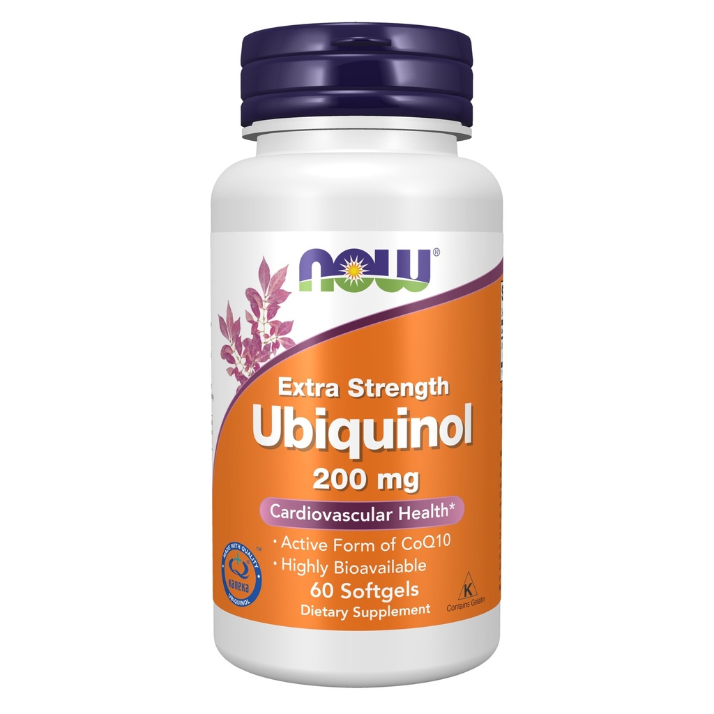 NOW Integratori, Ubiquinol 200 mg, Alta biodisponibilità (la forma attiva di CoQ10), 60 Softgels