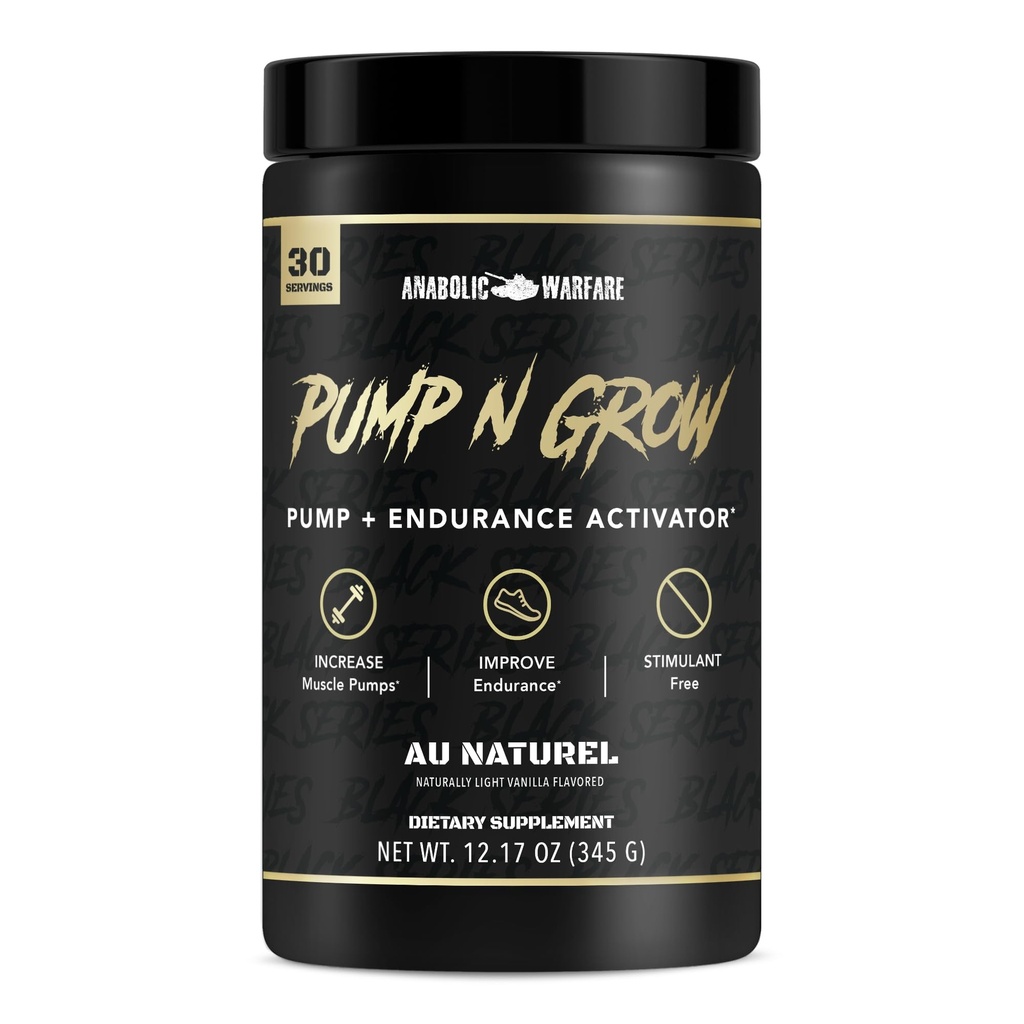 anabolizzanti Warfare Pump-N-Grow Muscle Pump Supplement Caffeina Free Pre Workout con L-Citrulline, L-Arginina, Beta-Alanina (Au Naturel – 30 Serve)