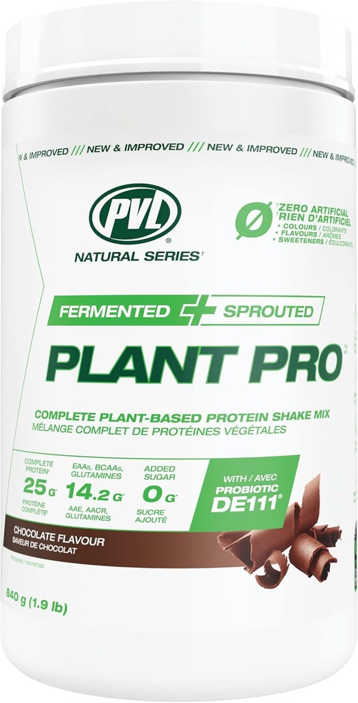PVL Plant Pro, Miscela di Shake di Proteine Basata su Alta Proteina con Enzimi Aggiunti, Cioccolato Naturale , 840 Gram
