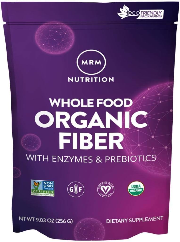 MRM Nutrition Whole Food Organic Fiber | con enzimi + prebiotici | Insolubili + fibre solubili | Salute digestiva + Regolarità | 6g Fibra per porzione | 32 Serve