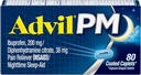 Advil PM Pain Reliever e Nighttime Sleep Aid, Medicina del dolore con Ibuprofene per il sollievo del dolore e Citrato di difenidramina per un aiuto al sonno - 80 Conte (Pack of 2)