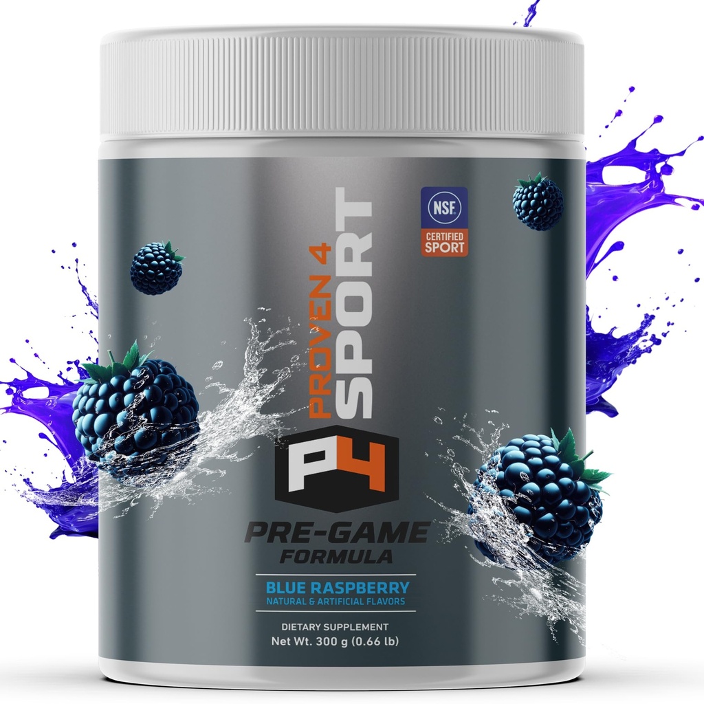 Proven4 Pre polvere di allenamento per gli uomini e le donne con la creatina - Beta Alanine - Caffeina NSF Certificato preallenamento Energy Supplement Blue Raspberry 30 Servings