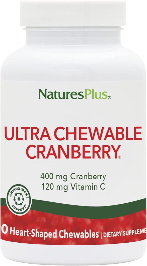 NaturesPlus Ultra Chewable Cranberry - 90 Love Berries Tablets, Confezione da 2 - Promuove la salute del tratto urinario - Non-GMO, senza glutine - 90 Total Servings