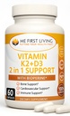 Prima vitamina D3 K2 Integratore Bone e salute del cuore Formula 125 MCG Vitamina D3 & 100 MCG Vitamina K2 MK-7 Facile da ingoiare Vitamina D & K Complesso con calcio