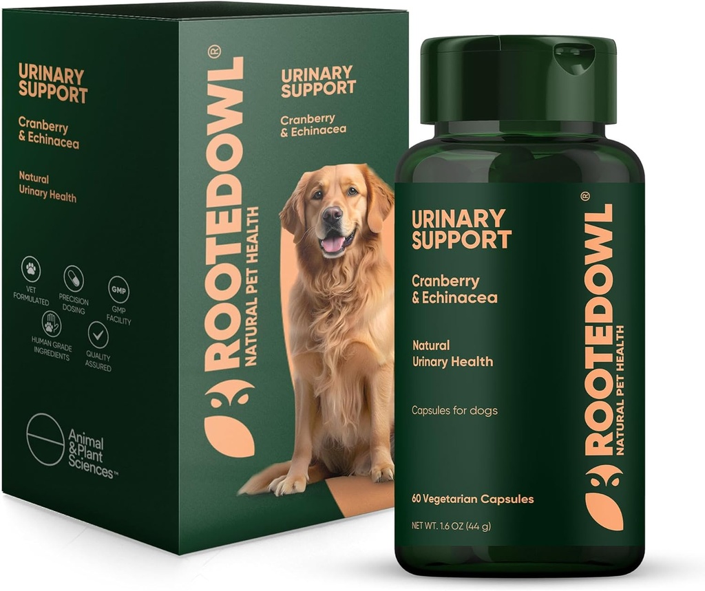 Supporto urinario di gufo radicato - Integratore di mirtillo e echinacea per cani - Prevenzione UTI del cane - 60/ct