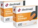 Bandaggi adesivi flessibili in tessuto trattato – 100 Conte (2 Pack) Bandages con pad non standard, Latex Free, Wound Care for First Aid Kit, 3" x 3/4"
