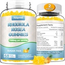 2 Pack Zucchero-Free Rhodiola Rosea Gummies, Adaptogenic Rhodiola Rosea Supplement & Cortisol Blocker per Stamina avanzata, Mood Elevation e Motivation Boost, Non-GMO, Vegan, 120 Count