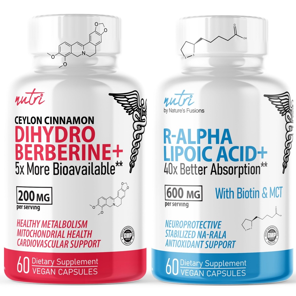 Fusioni naturali Diidroberberina 200mg (60 capsule) - R Alpha Lipoic Acid 600mg (60 capsule) Bundle