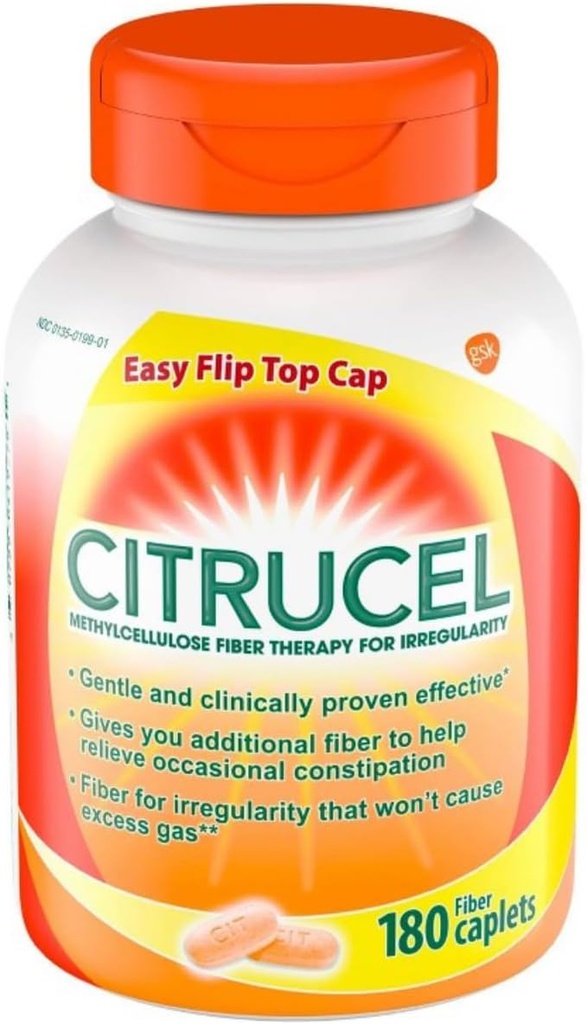 Citrucel Methylcellulose Fiber Terapia per regolarità, Caplets di fibra, bottiglia di 180 Conte