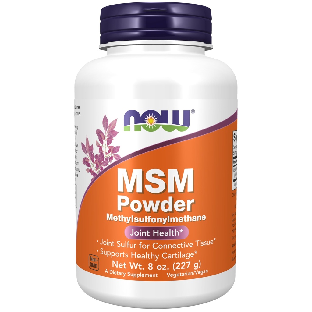 NOW Integratori alimentari, MSM (metilsulfonilmetano) Polvere, Supporta Cartilage sano*, Salute comune*, 8-Oncia