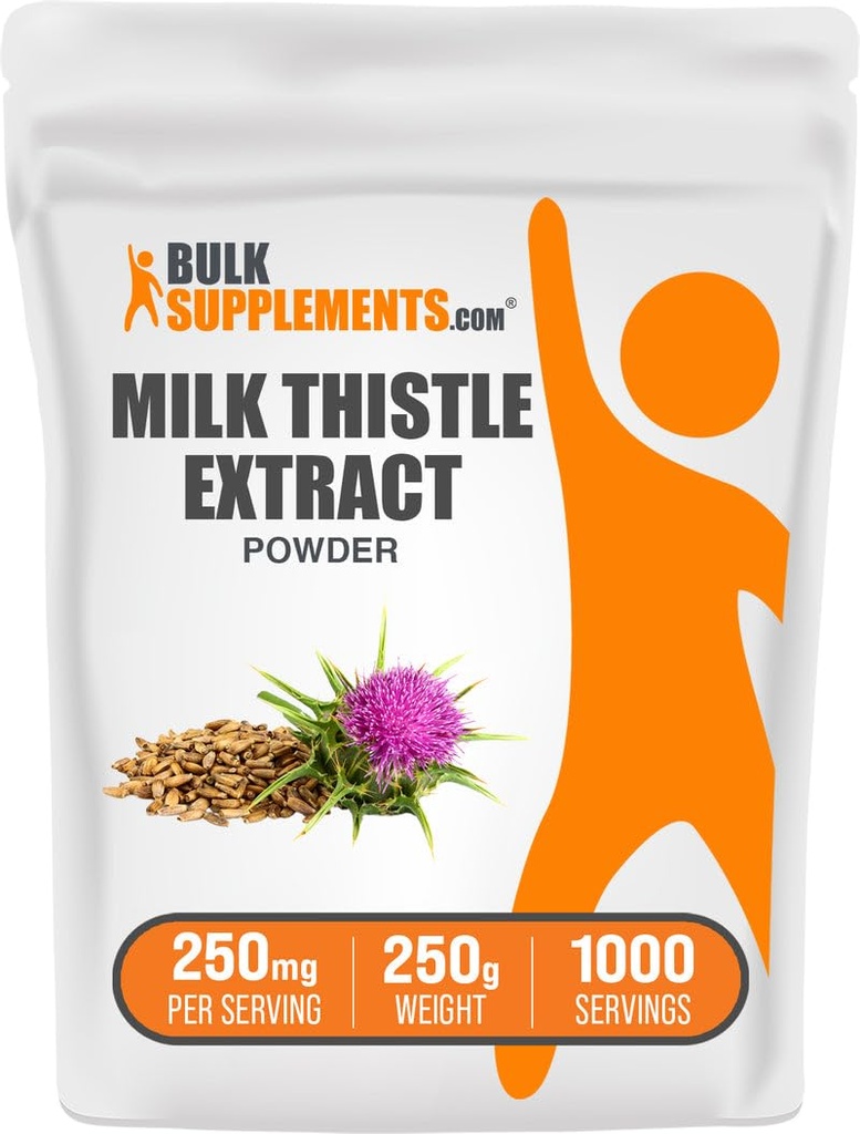 BulkSupplements.com Polvere di estratto di cardo di latte - Supplemento di erbe, Integratore di cardo di latte - Gluten Free, 250mg per porzione, 250g (8.8 oz) (Pacchetto di 1)