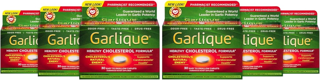 Garlique Healthy Cholesterol Formula con 5000 mcg di Allicin, 60 Caplets rivestiti enterici (Pacchetto di 6)