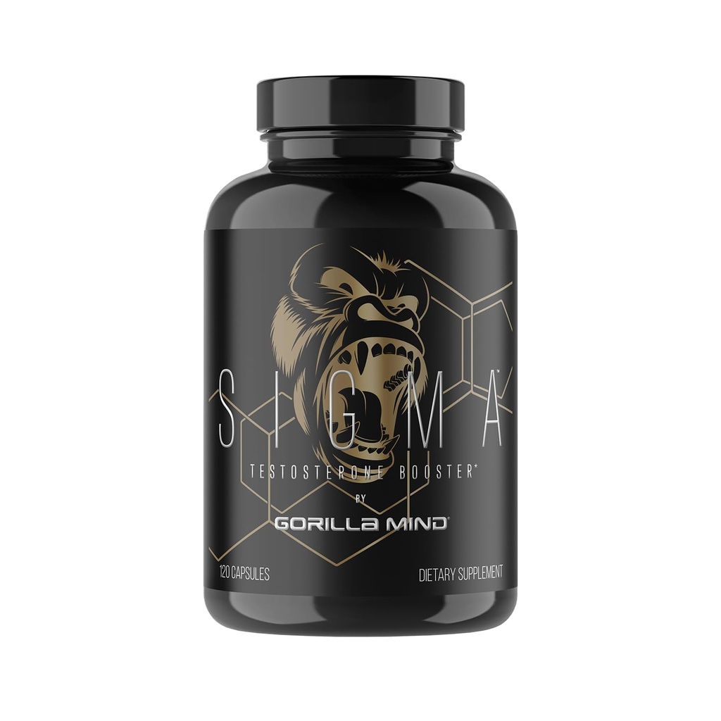 Gorilla Mind Sigma Testosterone Booster - fatto con Tongkat Ali e Fadogia Agrestis Estratto per sostenere più alto livello di testosterone (120 capsule)