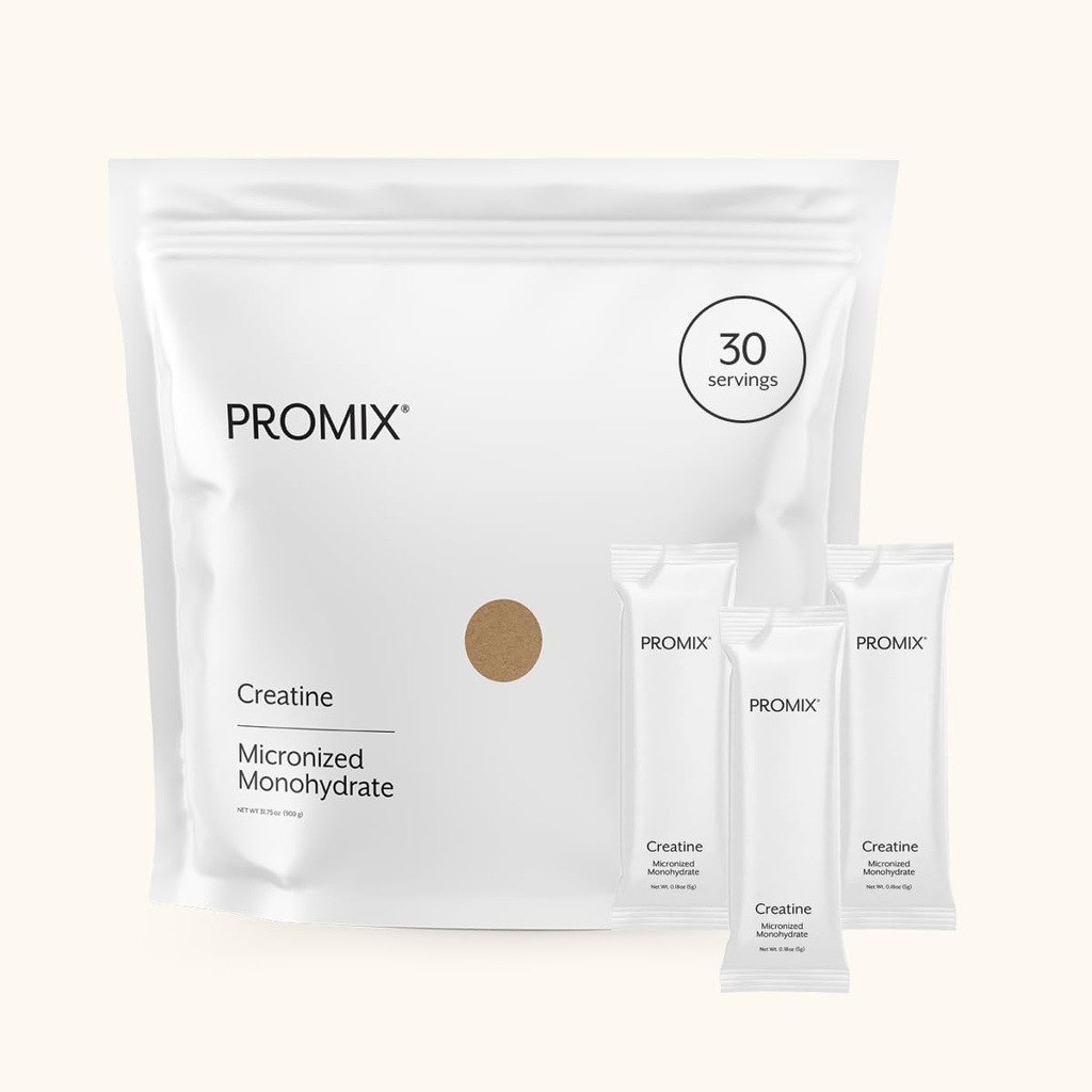 ProMix Nutrition Creatine Monohydrate Travel Packs, 5g di creatina pulita micronizzata per gli uomini e le donne, supporta la crescita muscolare & recupero, Vegan - 30 Serve
