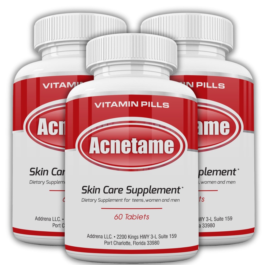 3 Pack- Integratori di vitamina per il trattamento dell'acne- Compresse di brufoli per eliminare la pelle grassa per le donne, gli uomini, gli adolescenti e gli adulti