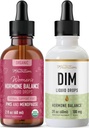 Supplemento liquido DIM & Tintura di bilanciamento dell'ormone | Bundle di bilanciamento dell'ormone con 100mg DIM (25 Serve) e liquido di supporto mestruale PMS Menopause & con cohosh nero (60 Serve)