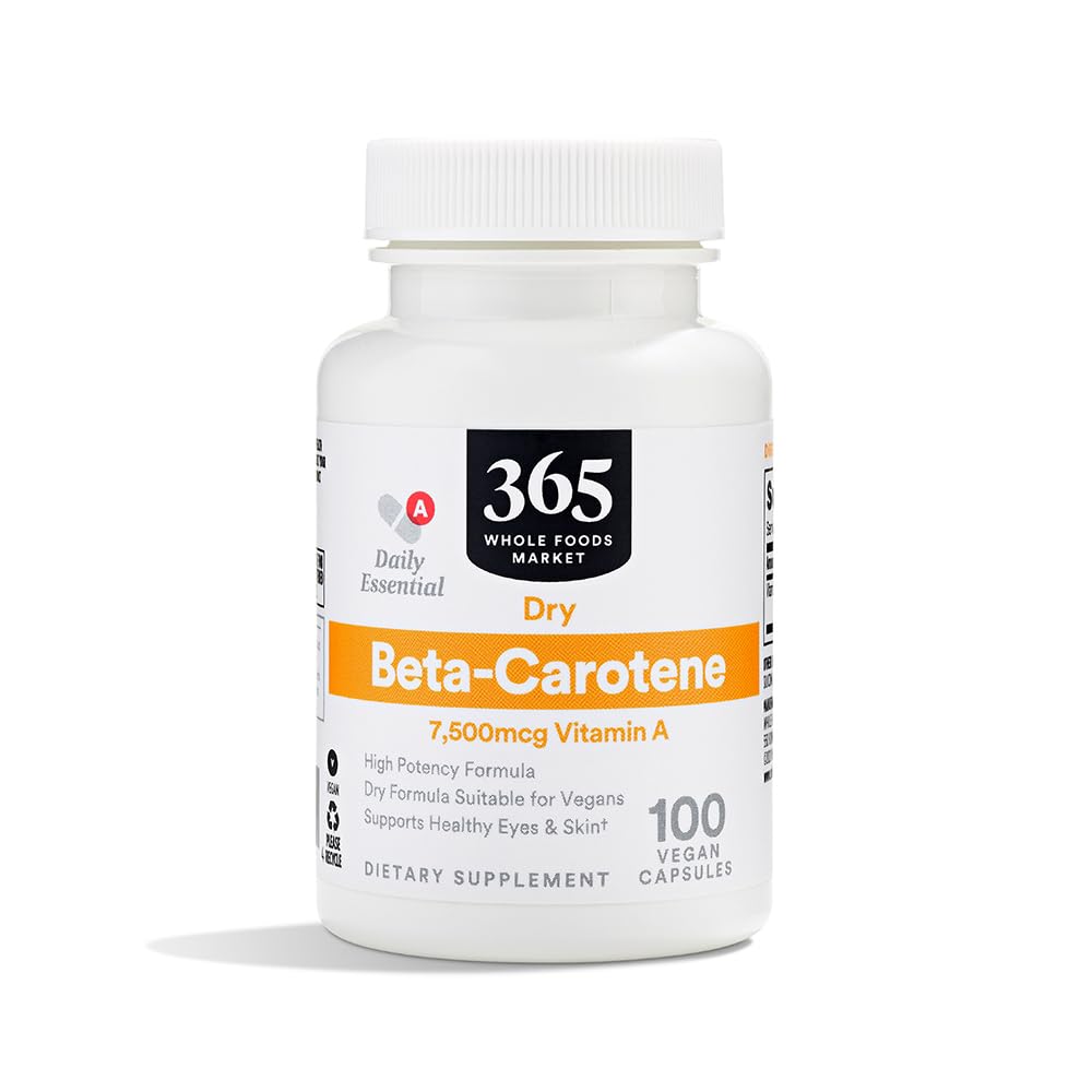 365 by Whole Foods Market, High-Potency Beta-Carotene, 7500mcg Vitamina A, 100 Vegan Capsule