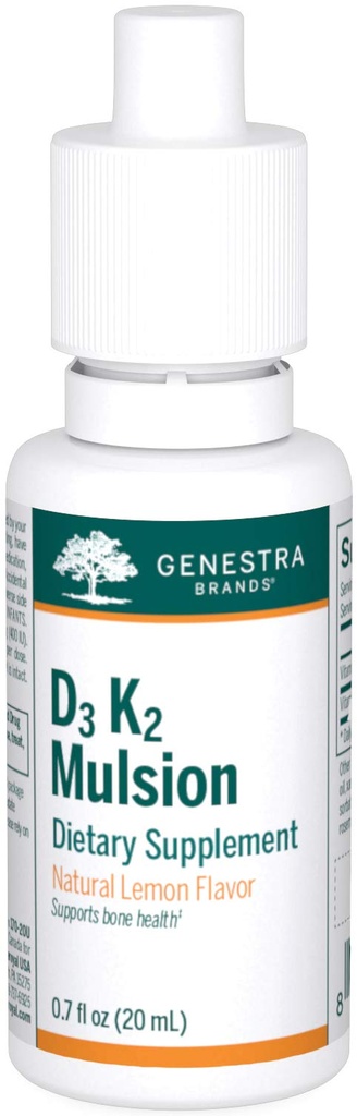 Genestra Brands D3 K2 Mulsion - Vitamine liquide per la salute di ossa - Limone naturale - 122 Serve