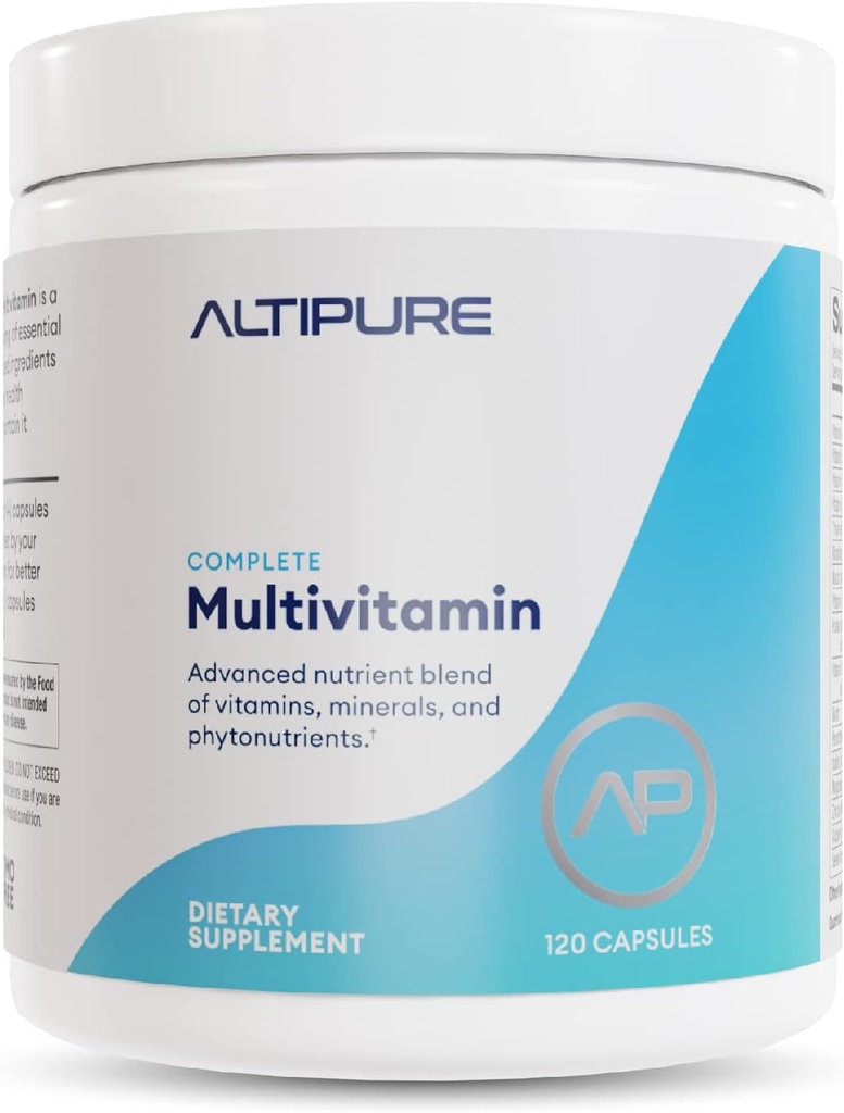 ALTIPURETM Multivitamina completa, senza glutine, senza latticini, cuore, ossa, occhio e salute del cervello, funzione immunitaria, 120 capsule
