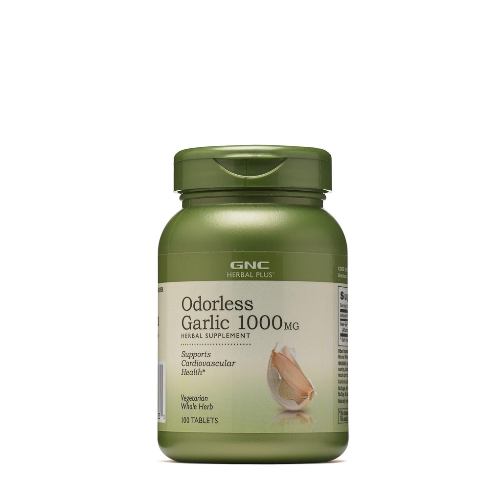 GNC Herbal Plus Odorless Aglio 1000mg Supplemento, Vegetariano, Supporta la salute cardiovascolare, 100 Serve