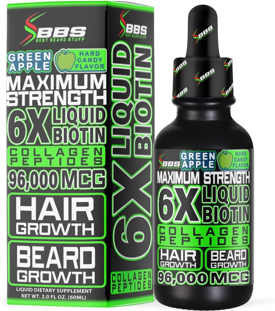 Peptidi di collagene della biotina liquida per la crescita del cuscinetto e la frusta - Supplemento di crescita del cuscinetto e dei capelli - Gocce liquide della biotina 96,000mcg 6X Più assorbimento