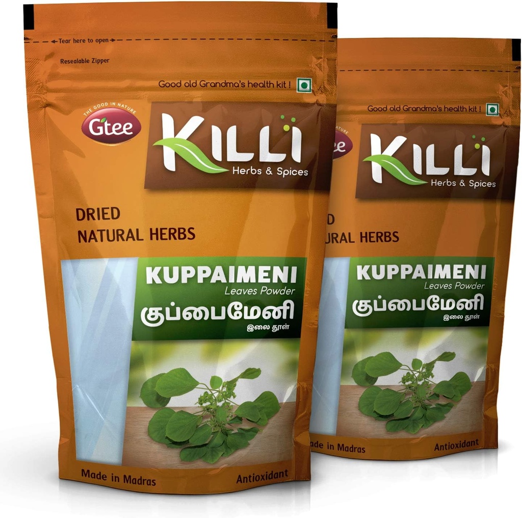 KILLI Kuppaimeni | Acalypha indiano | Polvere di foglie di ortica indiana, 100g (Pack of 2)