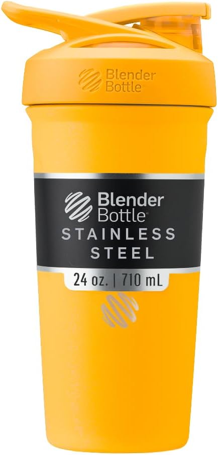 BlenderBottle Sport in acciaio inox isolato Shaker Bottiglia con filo Whisk, 24-Ounce, Mango – Protein Shakes & Hydration per atleti e fitness Enthusiasts, Easy Mixing, mantiene bevande freddo, Lockable Lid