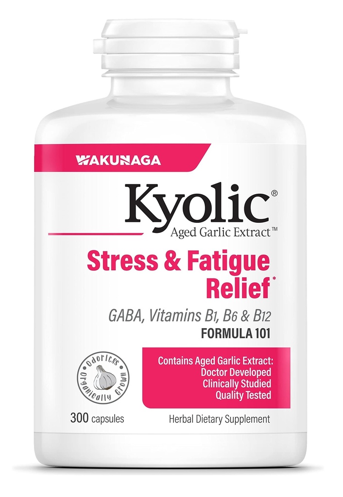 Estratto di aglio Kyolic Aged Formula 101, Stress e Fatigue Relief, 300 capsule.