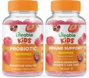 Probiotico Lifeable 2 miliardi di CFU Bambini + Supporto Immune Bambini, Gummies Bundle - Grande Degustazione, Integratore di vitamina, Senza glutine, OGM Free, Gomma Chewable