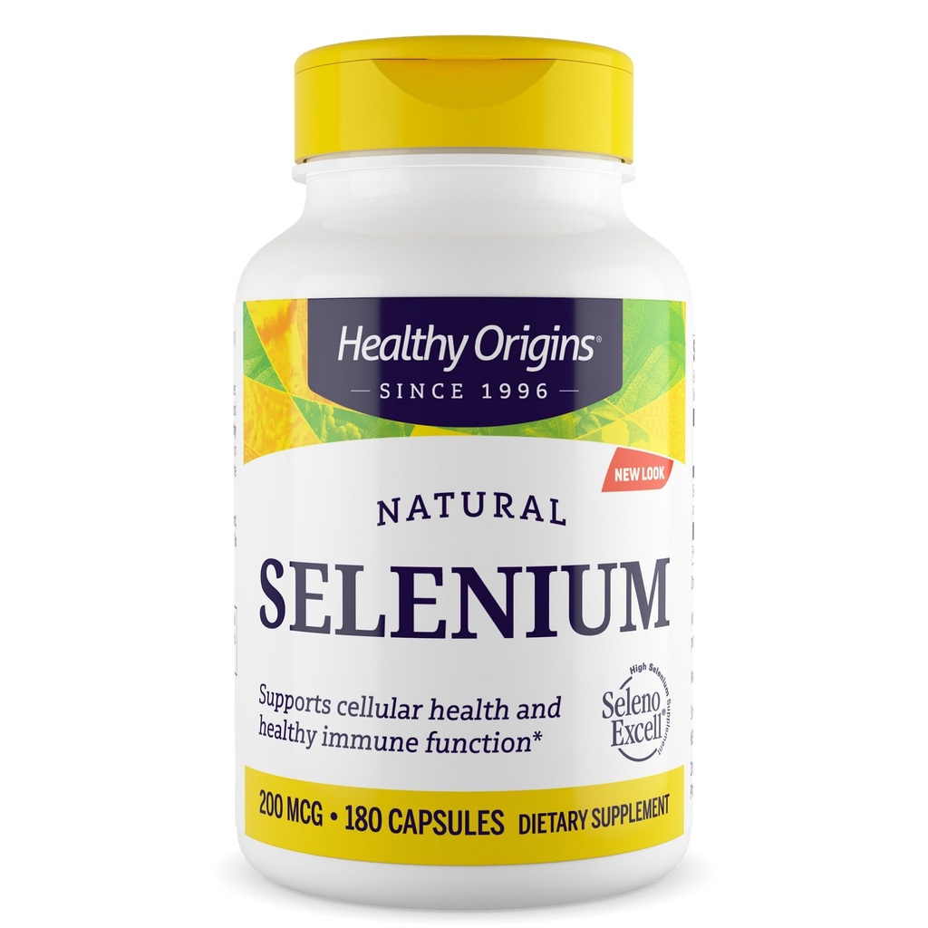 Origine sana Selenio 200 mcg, 180 capsule - SelenoExcell ad alta biodisponibilità Biodisponibilità Organicamente Bound Fermented Selenium - Supporta la funzione del sistema immunitario, la salute tiroide e il supporto cellulare sano