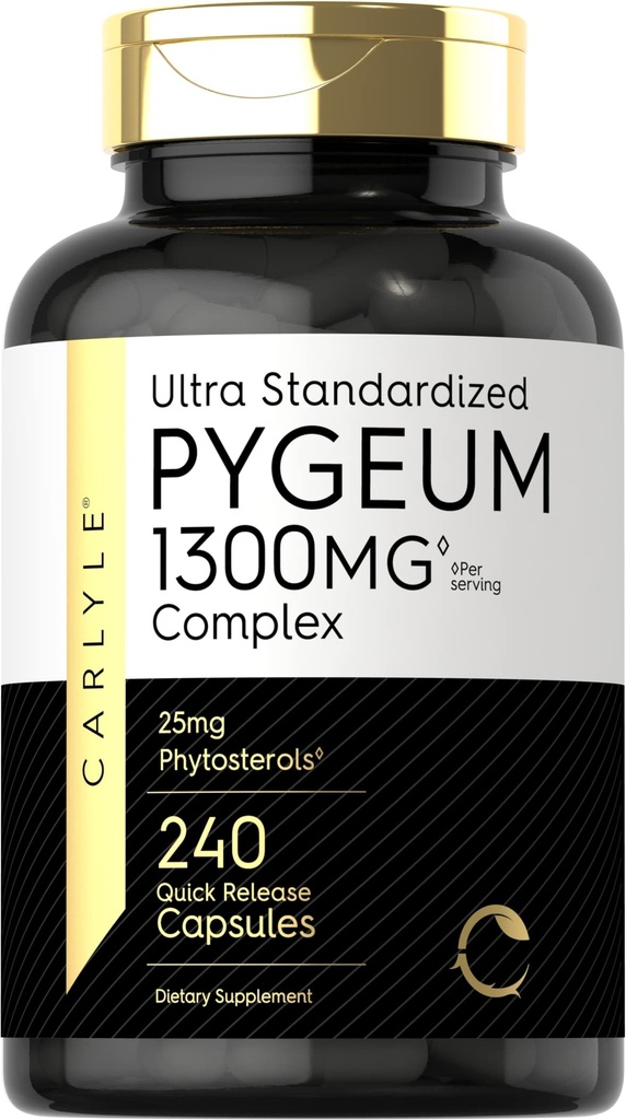 Carlyle Pygeum Supplemento 1300mg | 240 capsule | Non OGM, Gluten Free | Africanum Bark Extract Supplement