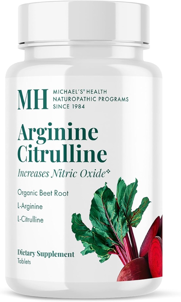 MICHAEL'S Health Naturopathic Programmi Arginina Citrullina - 90 compresse - Aumenta l'ossido nitrico - con radice di barbabietola organica - 30 Serve
