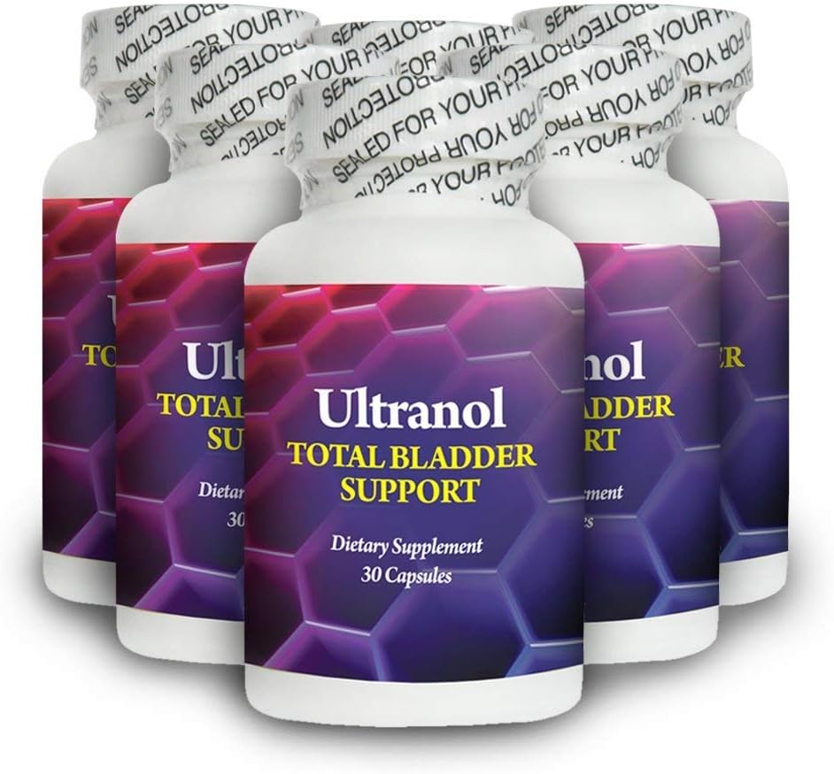 Supporto per la vescica Totale Ultranolo - Integratore di mirtilli naturali per la salute urinaria, Controllo della vescica iperattiva, Incontinenza - Riduce le perdite e l'urgenza - 6 bottiglie - 180 capsule