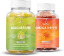 BeLive Magnesium GLycinate & Omega 3-6-7-9 Bundle per il relax, sonno, cervello, cuore e supporto del sistema immunitario