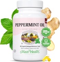 Maxi Health Peppermint olio capsule – Olio di zenzero organico & Fennel Delayed Release Capsule – Integratore alimentare Kosher Peppermint per il supporto digestivo (60 capsule)