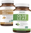 Nattokinase & Olive Leaf (6-Month Supply) Flow & Wellness Mix - Nattokinase 2000 FU Potente Soia naturalmente Fermentata (6-Month Supply) & Olive Leaf Extract Super Strength con 20% Oleuropein