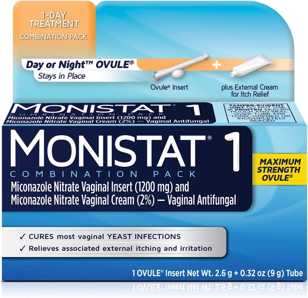 MONISTAT 1-Dose Trattamento di infezione da lievito, 1 Ovule Insert & Crema Itch esterna