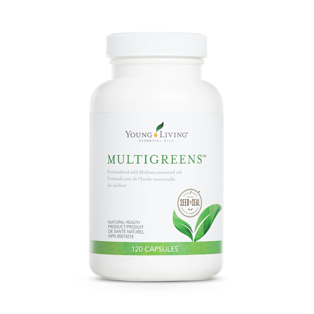 Young Living MultiGreens Capsule - 120 ct Oli Essenziali - Boost Vitality & Support Glandular, Nervous, Circulatory Systems - Integratore Erbologico con Oli Rivitalizzanti
