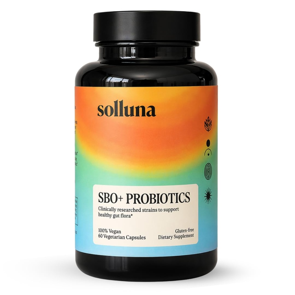 Feel Good SBO Probiotics — Soil Based Atto (SBOs), Prebiotics, Postbiotics, Humic Acid, Shilajit, Chaga & Turkey Tail Mushroom for Digestion — Solluna di Kimberly Snyder (60CT) Vegan & Non-GMO