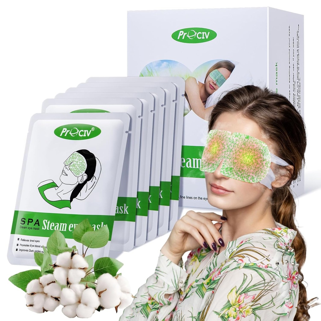 Maschera per occhi di vapore 16 pacchetti,Compresso per occhio di braccio per la maschera di sonno degli occhi asciutti,Maschera per occhi riscaldata automatica calda per gli occhi Rilassanti gli elementi per le donne umidi calore per gli occhi