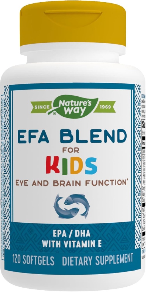 Miscela EFA di modo naturale per i bambini con vitamina E, Supporta la funzione occhio e cervello*, 120 Softgels