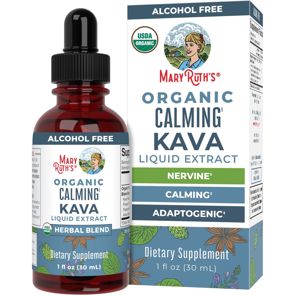 MaryRuth Organics, Herbal Supplement Drop, Calmness & Relax, Pack of 1, USDA Kava Root, Sugar/Gluten Free, Support Sleep, Calm & Stress Relief, Vegan, Non-GMO, 30 Servings