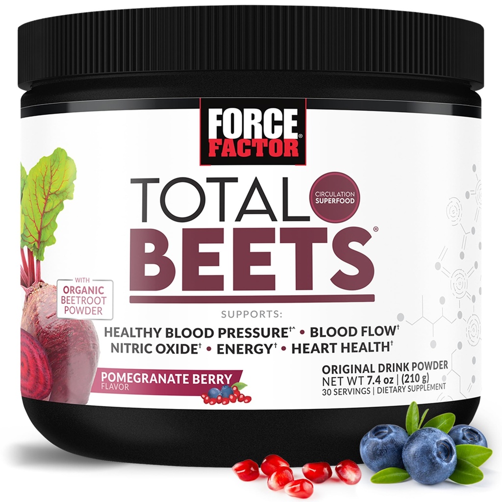 Fattore di Forza Bevande Totale Bere Miscela Superfood Polvere con Nitrati per sostenere Circolazione, Flusso di Sangue, Ossido Nitrico, Energia, Endurance e Stamina, Cardiovascolare Supplemento di Salute Del Cuore, 30 Serve