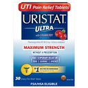 Tavolini antidolorifici Uristat Ultra UTI, Rilievo rapido dell'infezione del tratto urinario del dolore, bruciore, urgenza, massima resistenza, rivestimento aromatizzato al mirtillo, 30 compresse