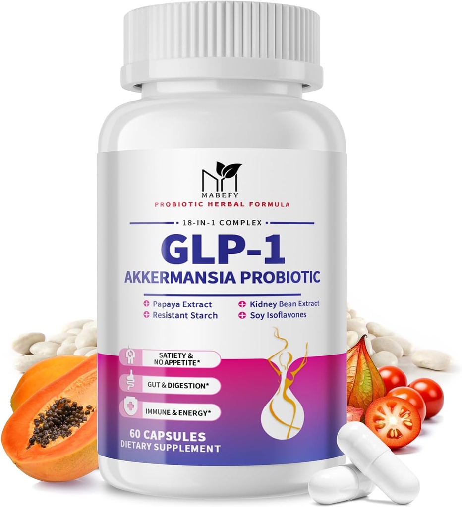 Akkermansia Probiotico Supplemento per donne e uomini, Prebiotici naturali per digestivo, salute del fegato, energia, salute generale, Supplemento digestivo con Soia lsoflavoni, Bromelain, 60 capsule